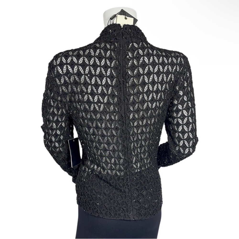 NEW Retrofete $495 Mika Top in Black Beaded Lace Sequin, Small - Picture 13 of 17